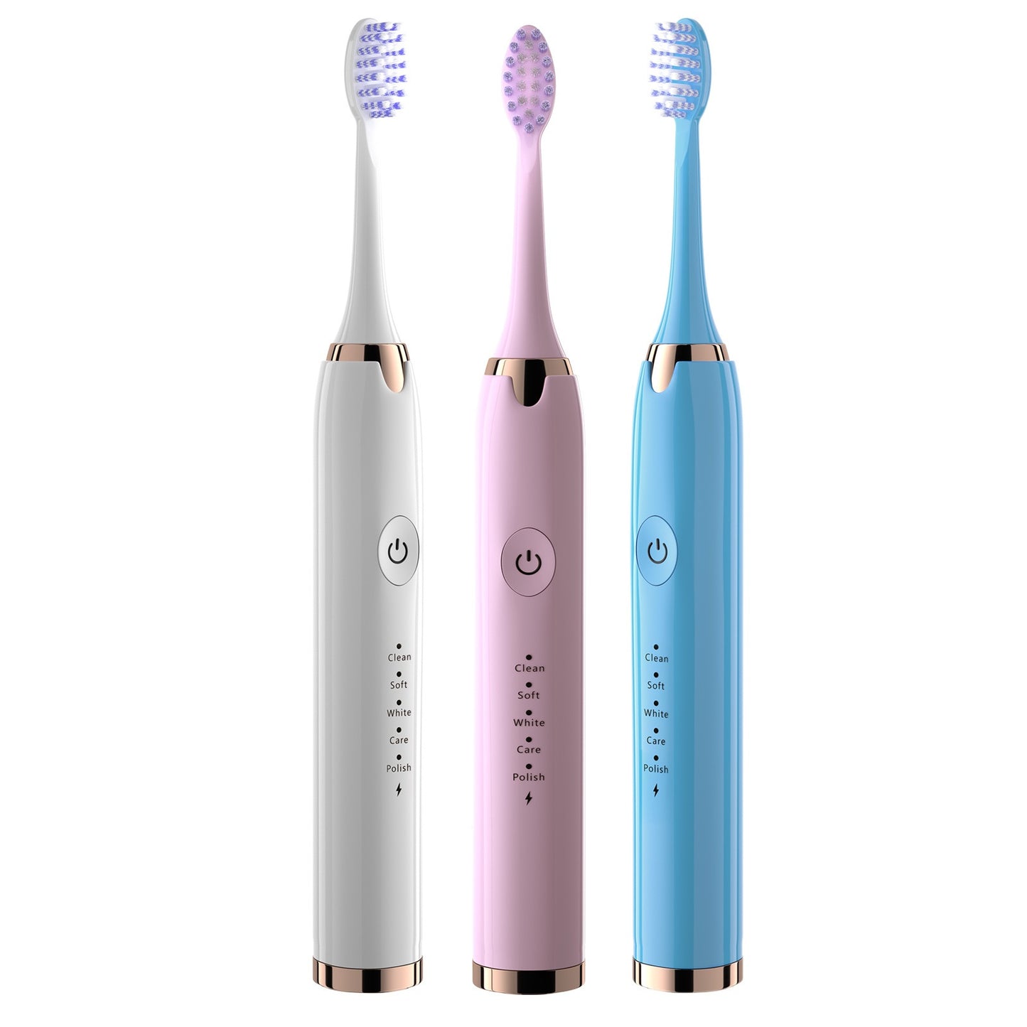 Rechargeable Waterproof Electric Toothbrush with 3 Brush Heads