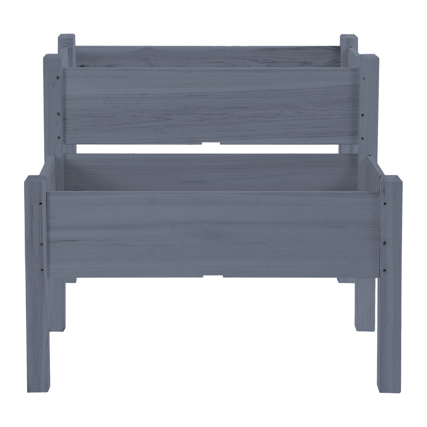 Large Wooden Raised Garden Bed 34x34x28 inch Two-Tier Planter Box for Vegetables Herbs Flowers - Gray