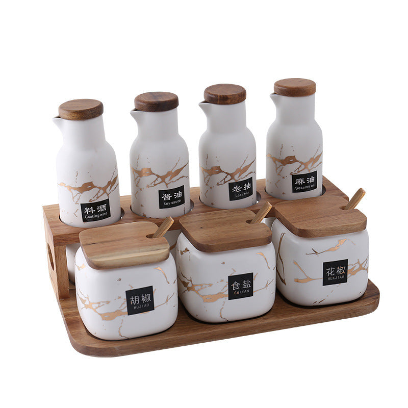Ceramic Seasoning Jar Set Multiple Sizes Kitchen Storage