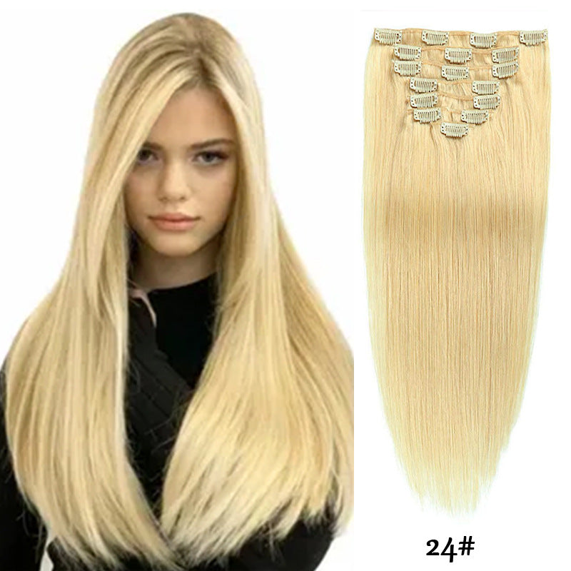 Clip-in Human Hair Extensions 14 Inches 70g Seven-Piece Set for All Hair Types