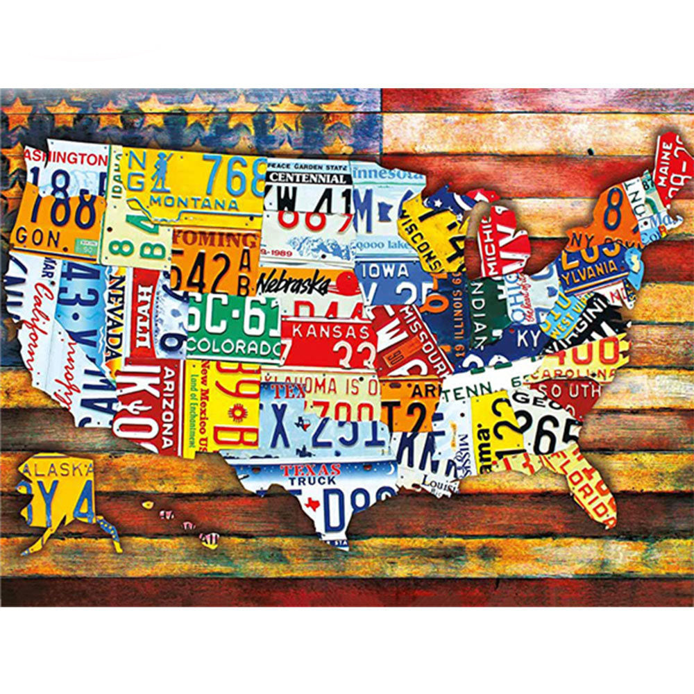 Map Diamond Painting Cross Stitch Kit for Home Decor - Customizable Size & Shape