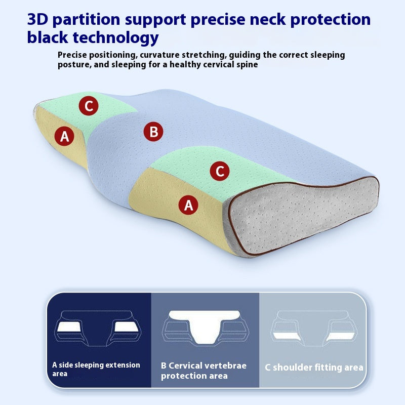 Rebound Memory Foam Pillow for Adults - Supportive Sleep Cushion - White & Gray