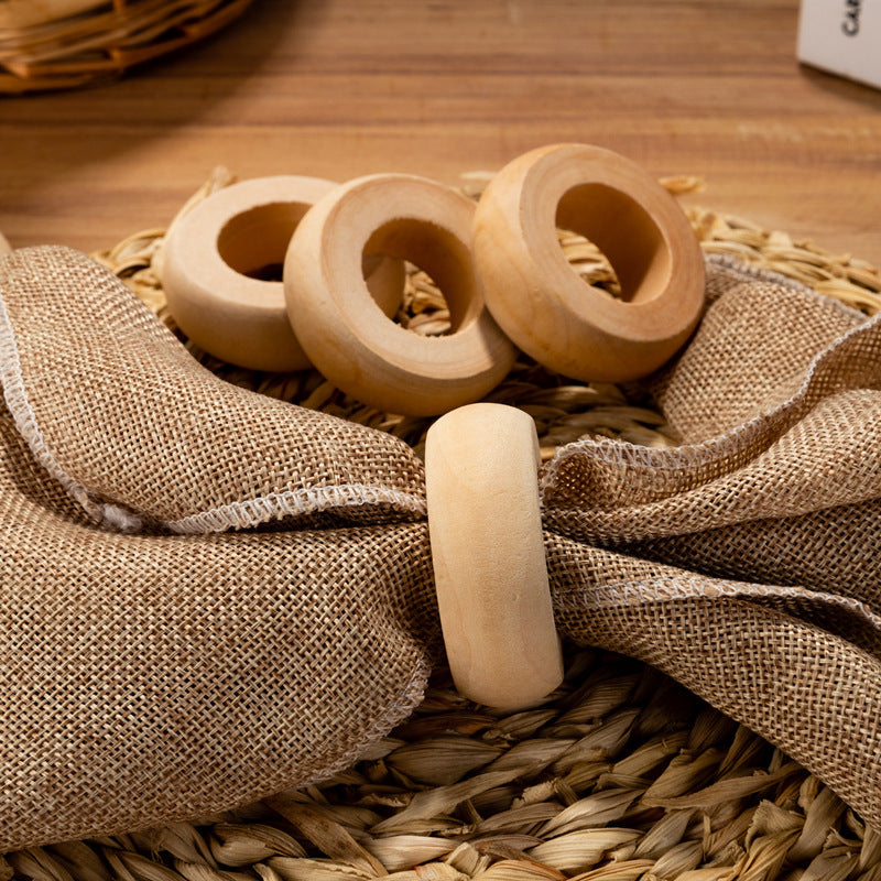 Set of 10 Wooden Napkin Rings - Decorative Kitchen Table Accessories