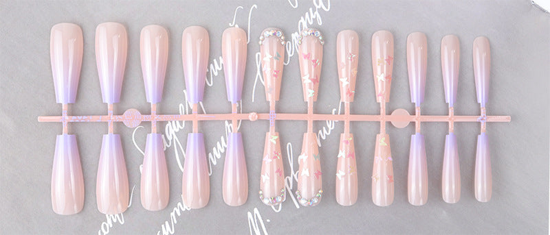Purple Butterfly Sequin Nail Stickers - Removable Nail Art Decals for Manicure