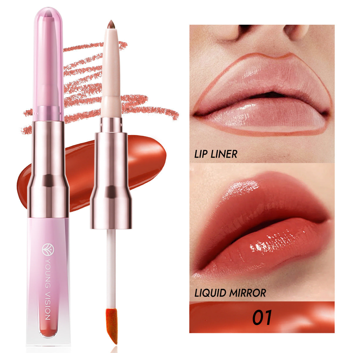 Multi-Purpose Lip Gloss Stick Set - Natural Colors, 0.2g & 5ml