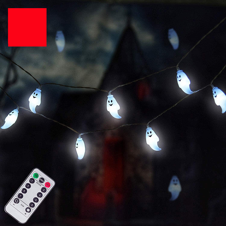 Halloween LED Ghost String Lights - Battery Powered Decorative Light Set