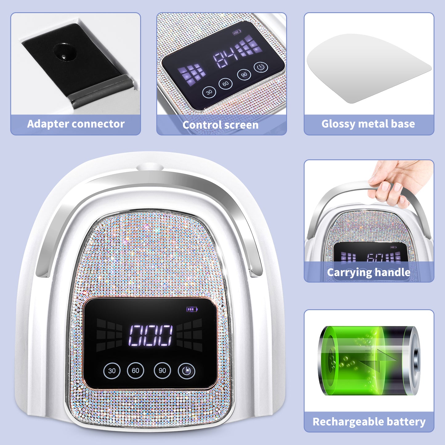Rechargeable Cordless LED Nail Lamp - Portable UV Gel Nail Dryer