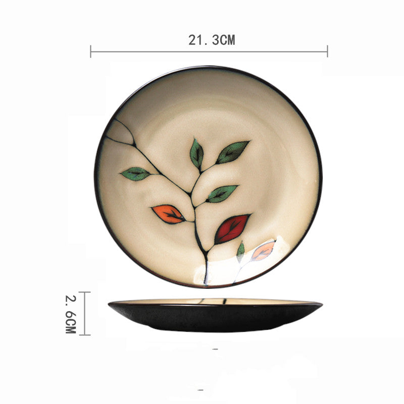 Ceramic Hand-Painted Western Style Breakfast Plate 8 Inch Microwave Safe