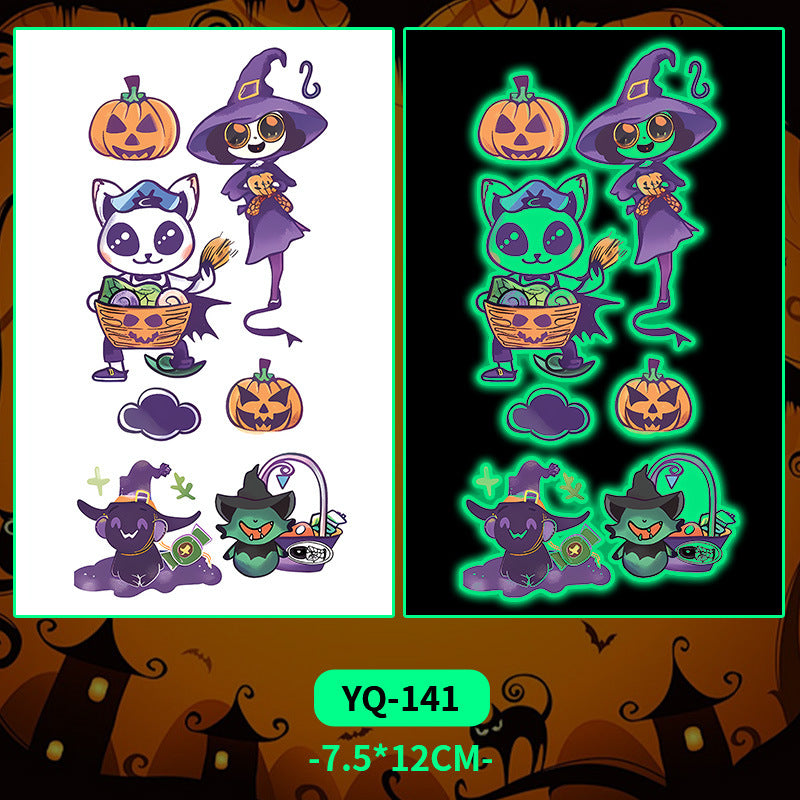 Glow-in-the-Dark Colorful Tattoo Stickers for Halloween & Parties