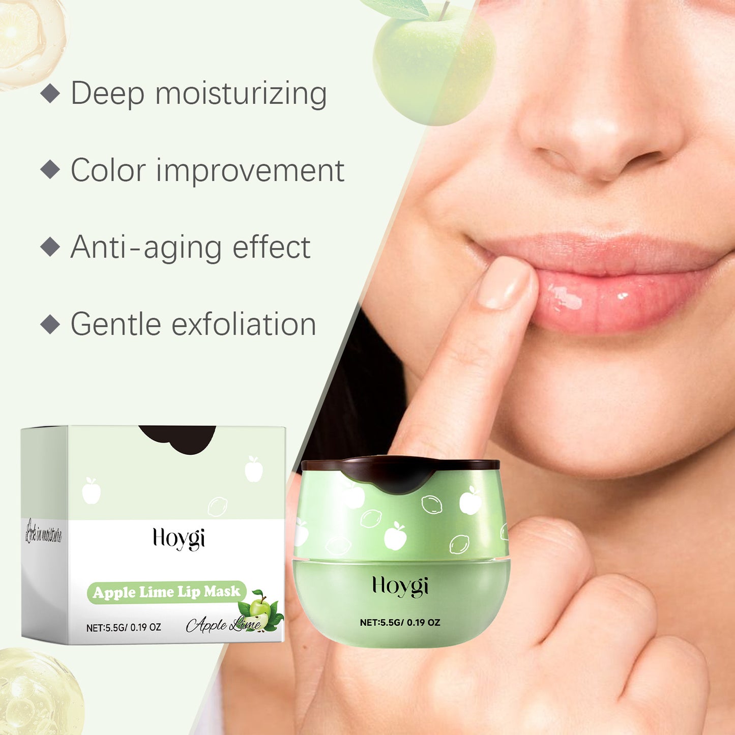 Green Apple Lip Mask - Moisturizing Treatment for Dry Lips & Fine Lines
