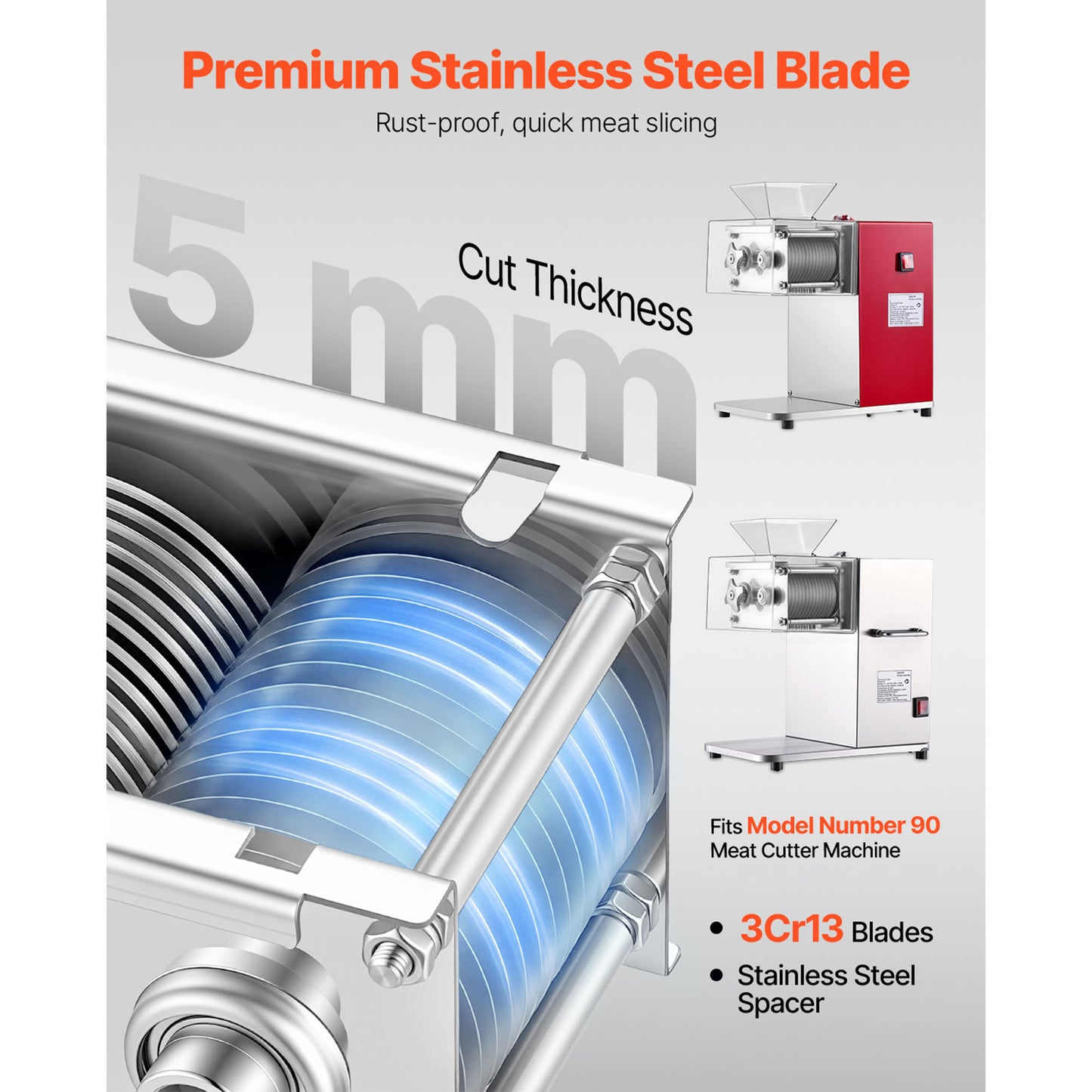 Meat Cutter Blade 5mm Replacement Stainless Steel Food Slicer Part for Boneless Meat & Vegetables