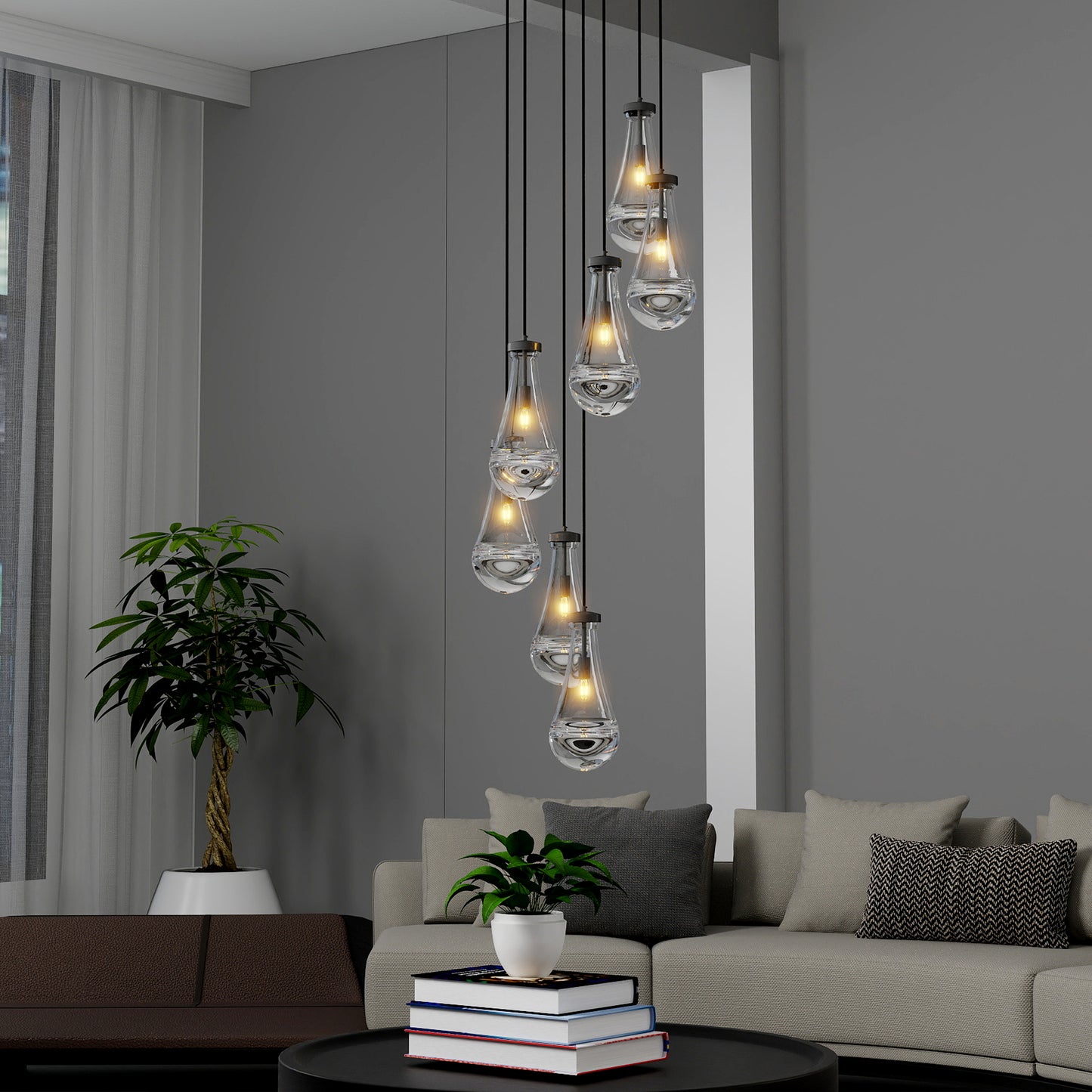 Modern Raindrop Pendant Light Chandelier - Adjustable Height
