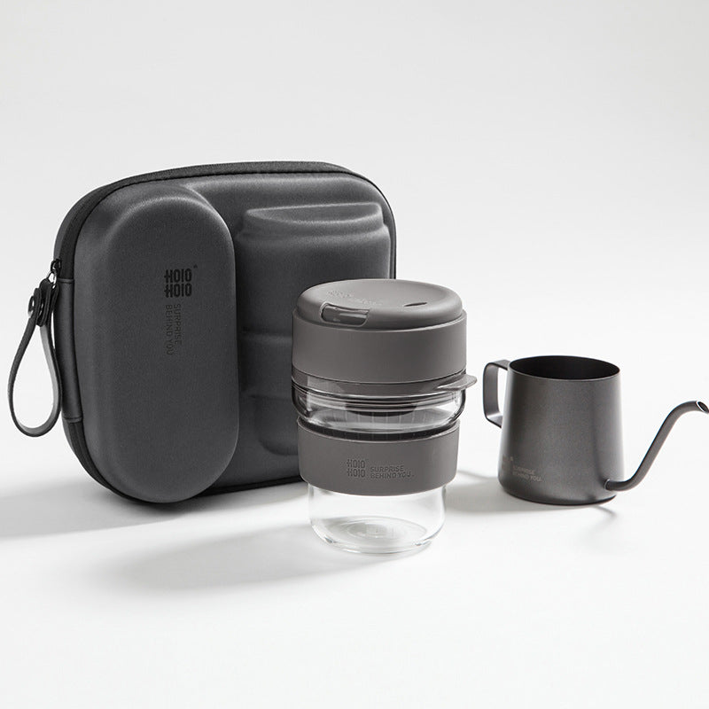 Portable Coffee Cup Set for Travel and Office - Heat-Resistant Glass & PP Material
