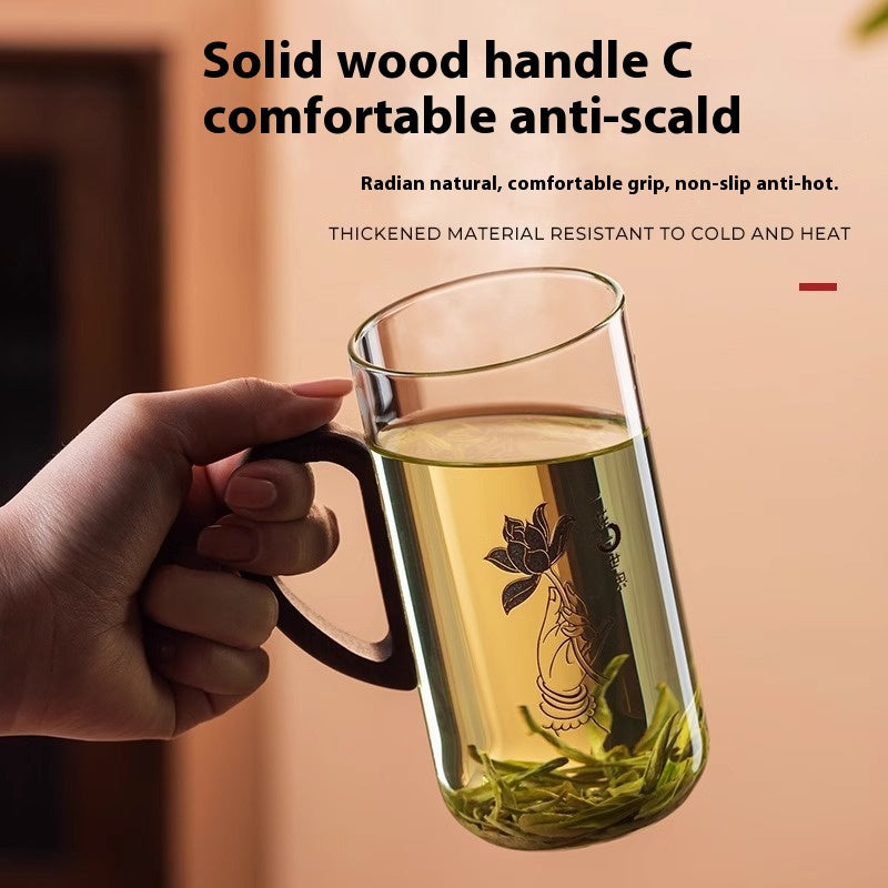 Heat-Resistant Green Tea Cup Large Capacity Water Mug Borosilicate Glass