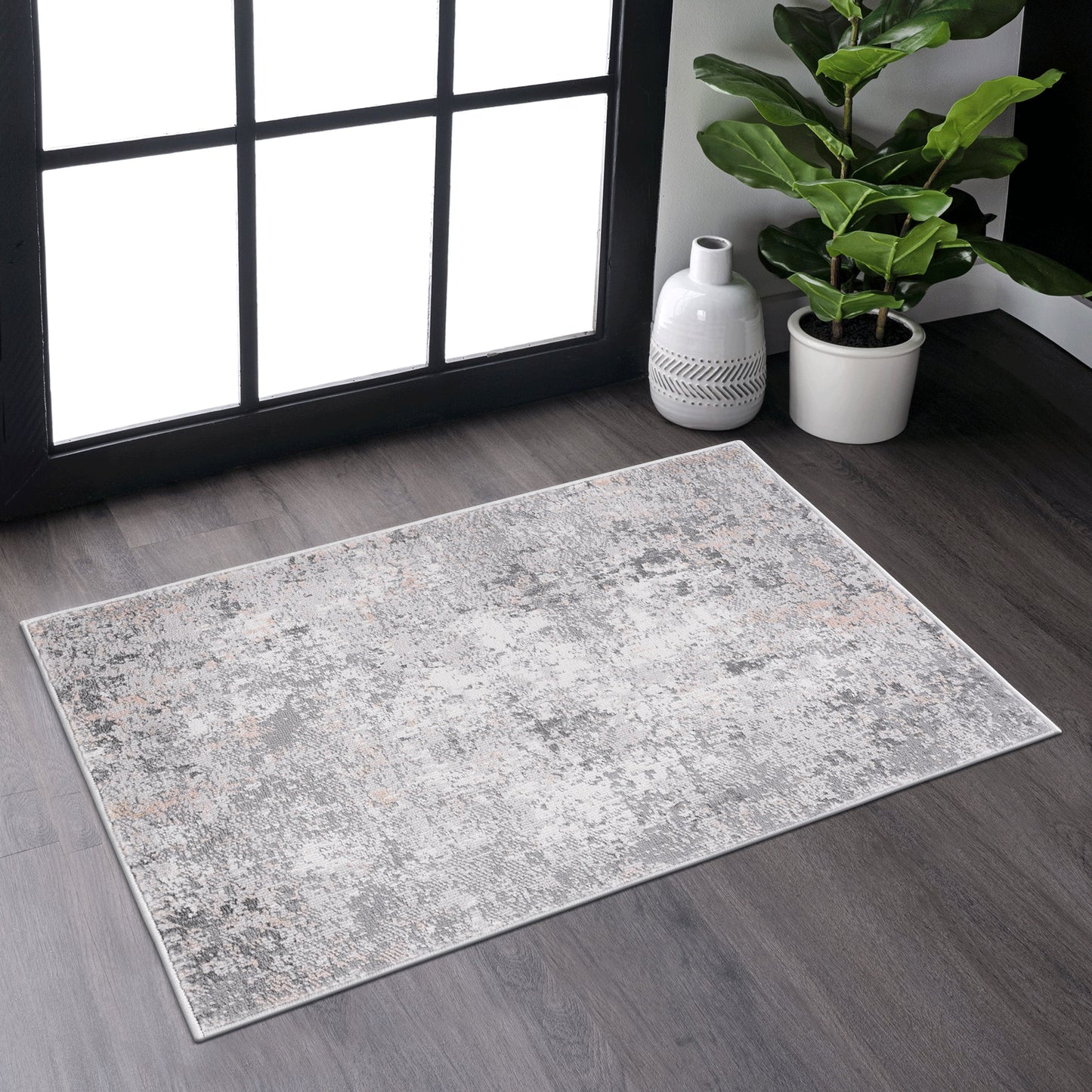 MARFI 2X3 Grey Multi Abstract Doormat Rug