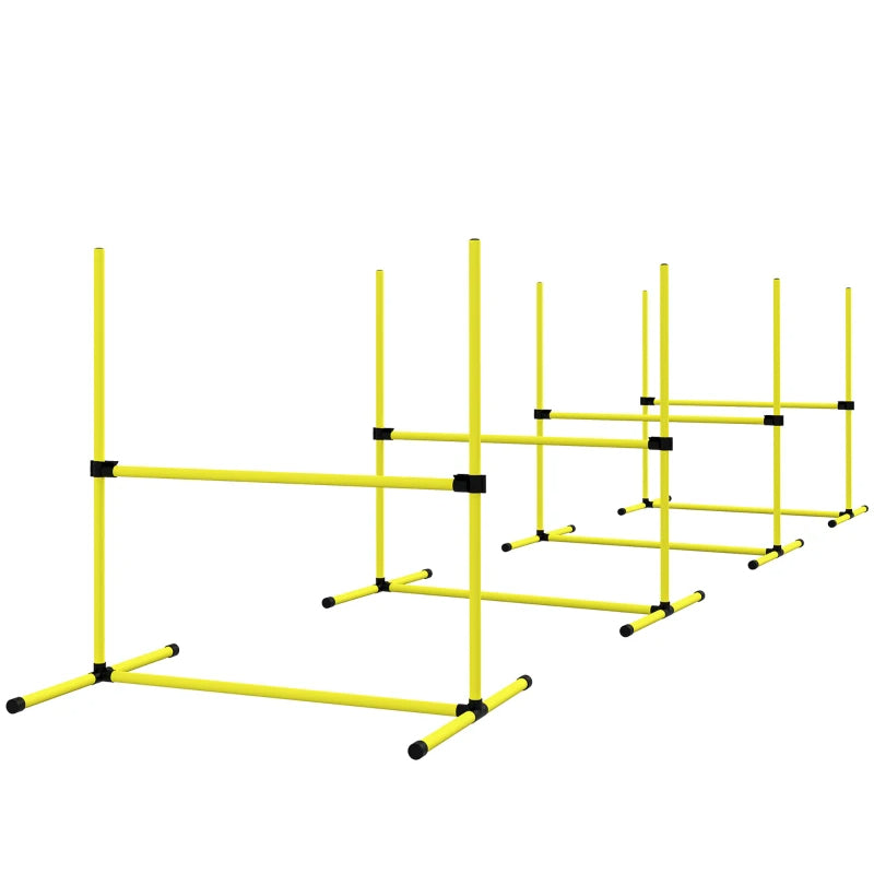Dog Agility Jump Set with Adjustable Height Bars and Carry Bag - Yellow
