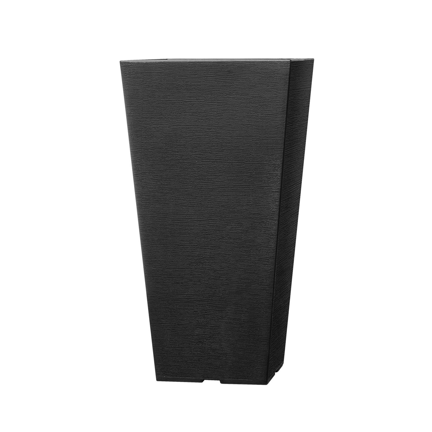 Tall Outdoor Plant Pot Set of 2 - 22 Inch Black Garden Planters with Drainage