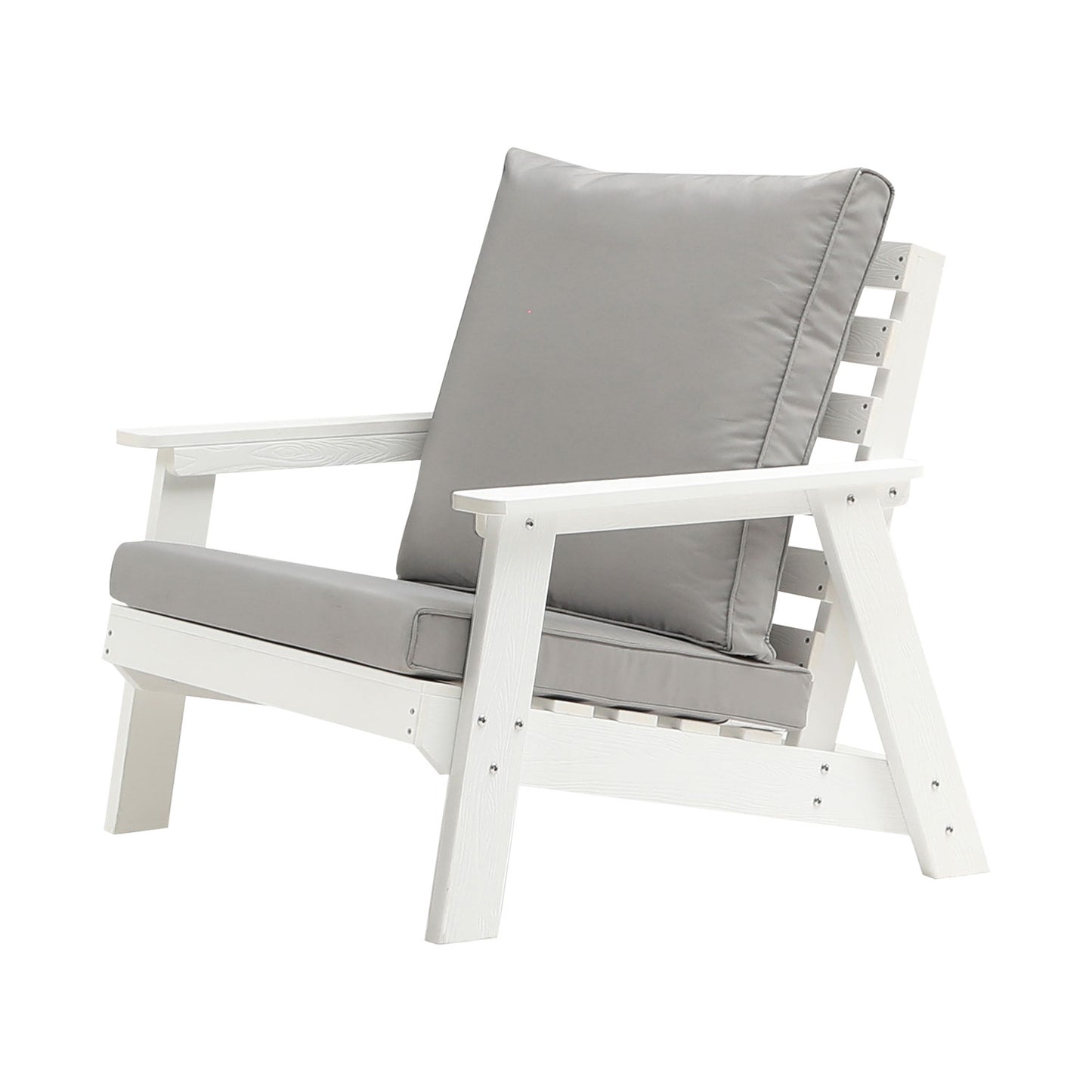 All-Weather Outdoor Single Sofa with Cushion - White/Grey