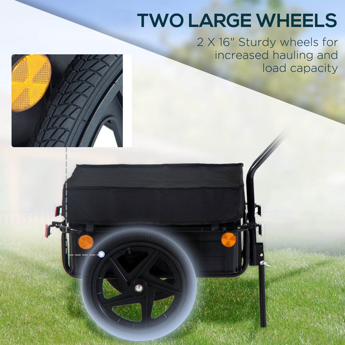 Bicycle Cargo Trailer with Waterproof Cover & Removable Box - Black