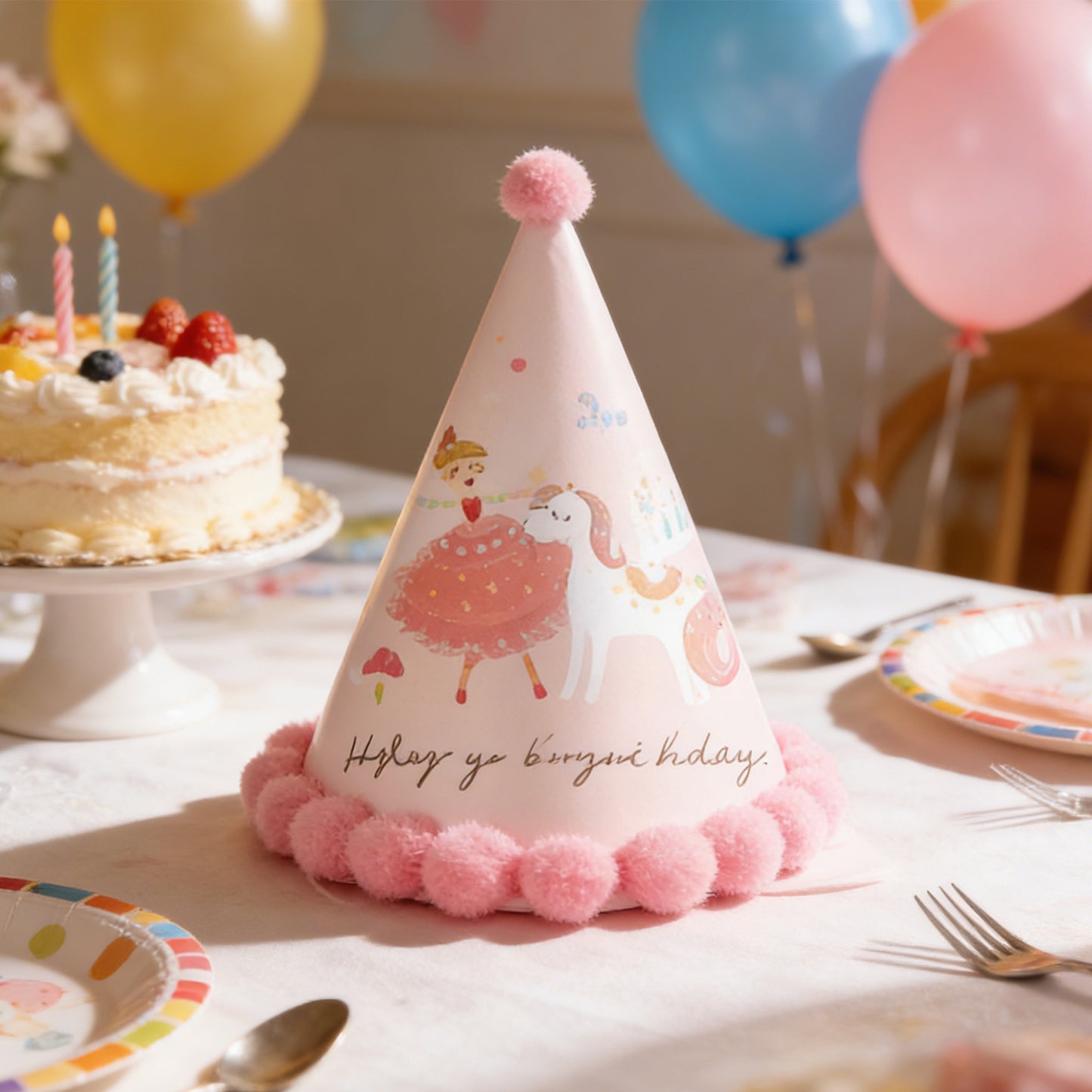 Cartoon Party Hats - Set of 6 Colorful Designs