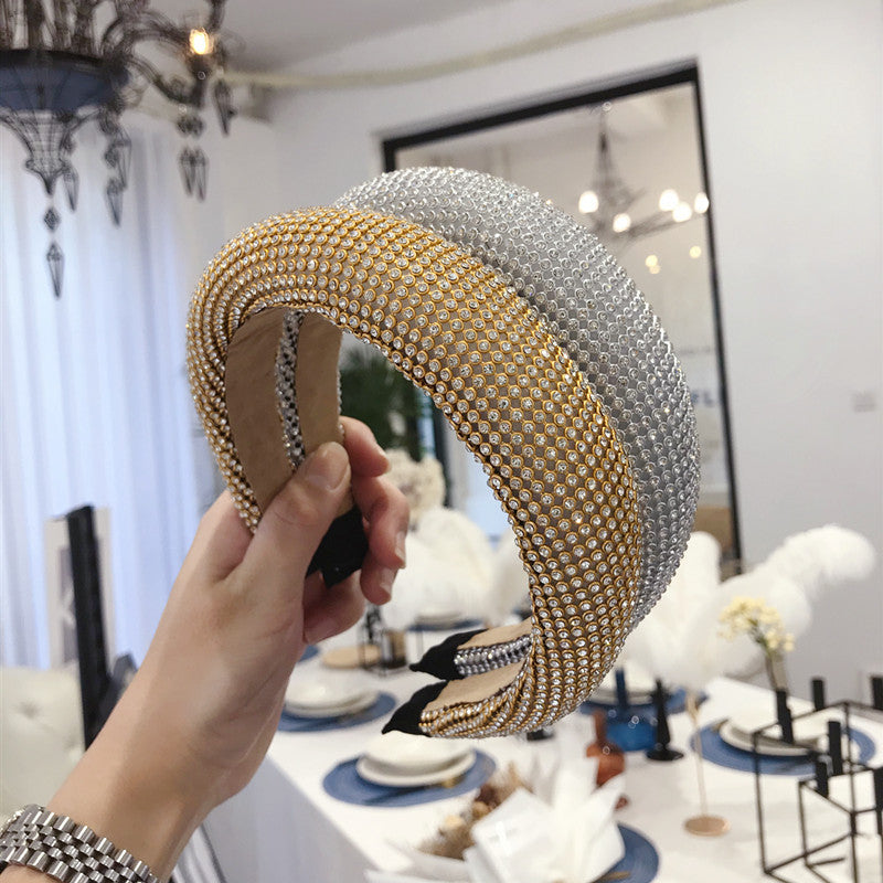 Diamond-Studded Alloy Headband with U-Shape Design