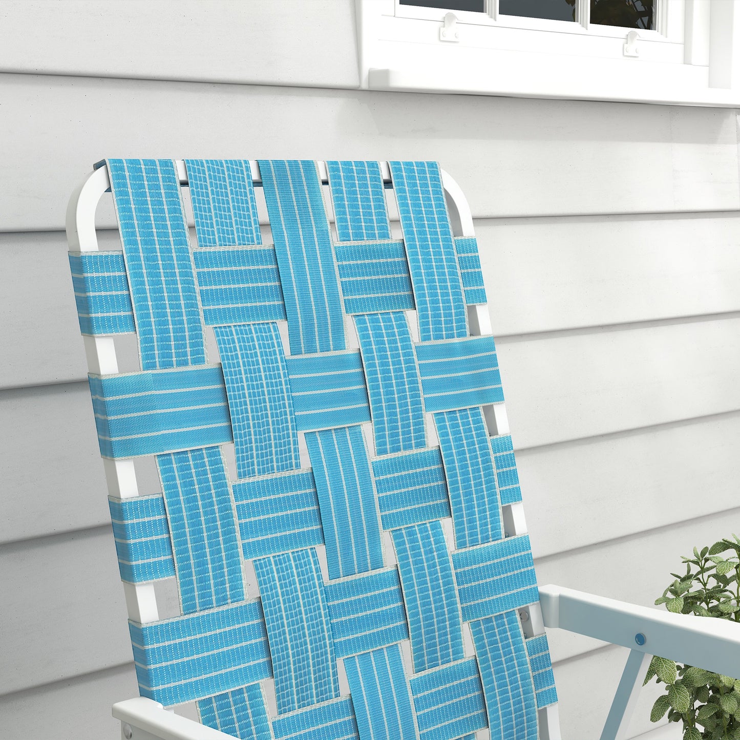 Set of 2 Blue Folding Camping Chairs with Armrests