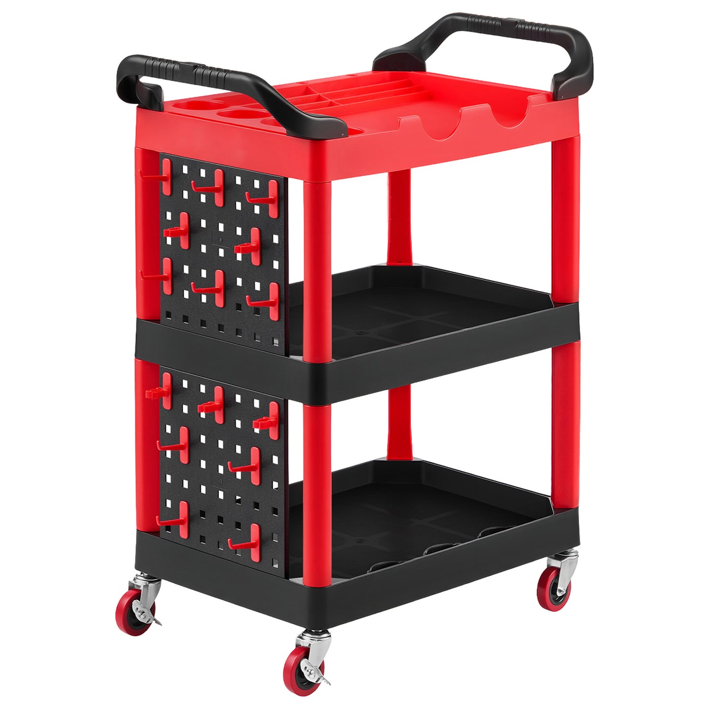 Heavy Duty Utility Cart with 3 Tiers and Swivel Wheels - 300 Lb Capacity