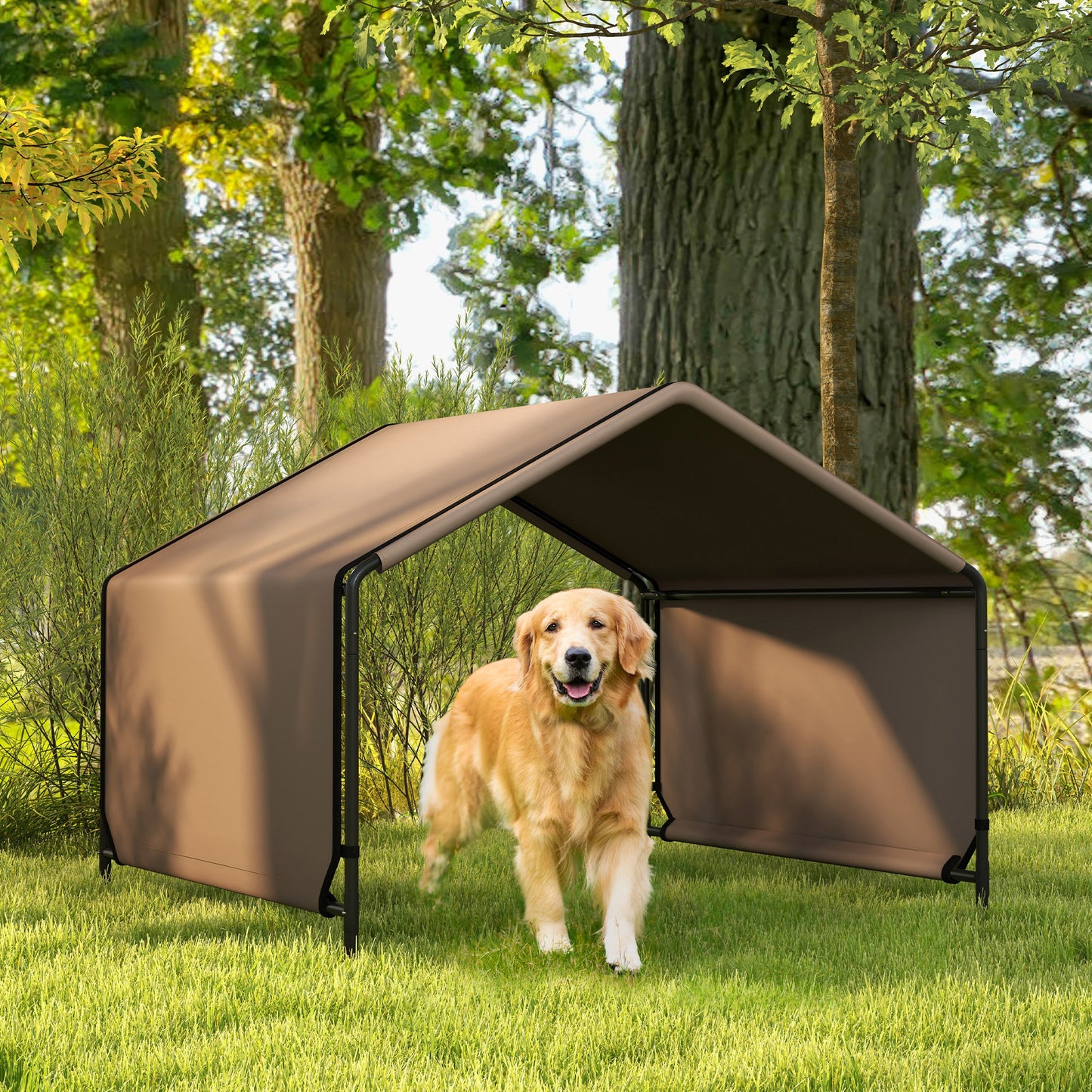 Water-Resistant Outdoor Dog Tent - Portable Shelter for Pets, Brown, 650x180x160 mm