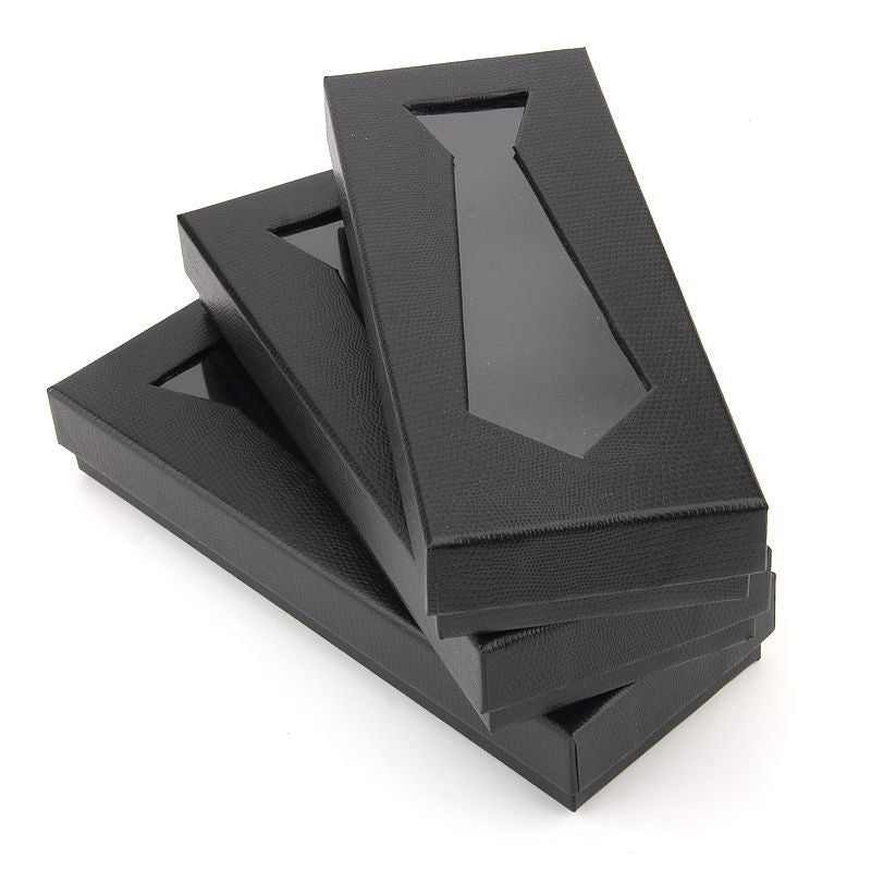 Men's Black Snakeskin Tie Storage Box - Gift Packaging Case