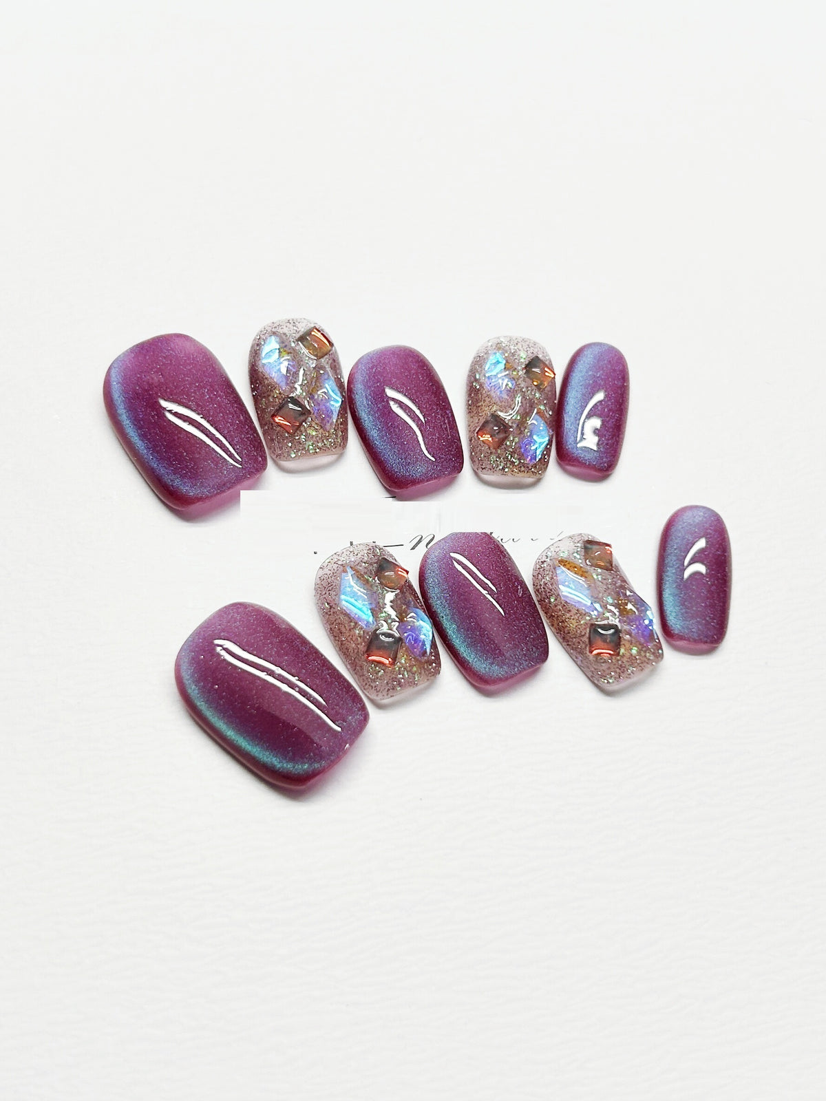 Detachable Short Square Nail Sticker Set for Nail Art - Multiple Sizes