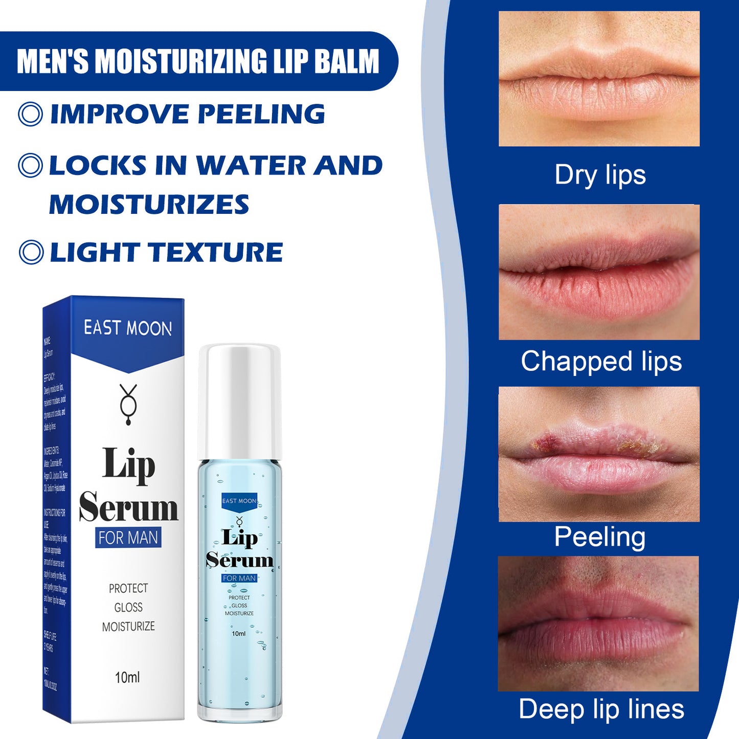 Hydrating Lip Essence Serum - Moisturizing Roller for Dry, Chapped Lips