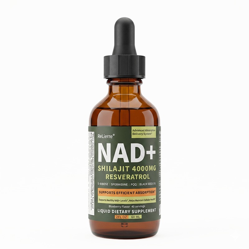 NAD+ Shilajit Liquid Drops with Resveratrol - 60mL Blueberry Supplement
