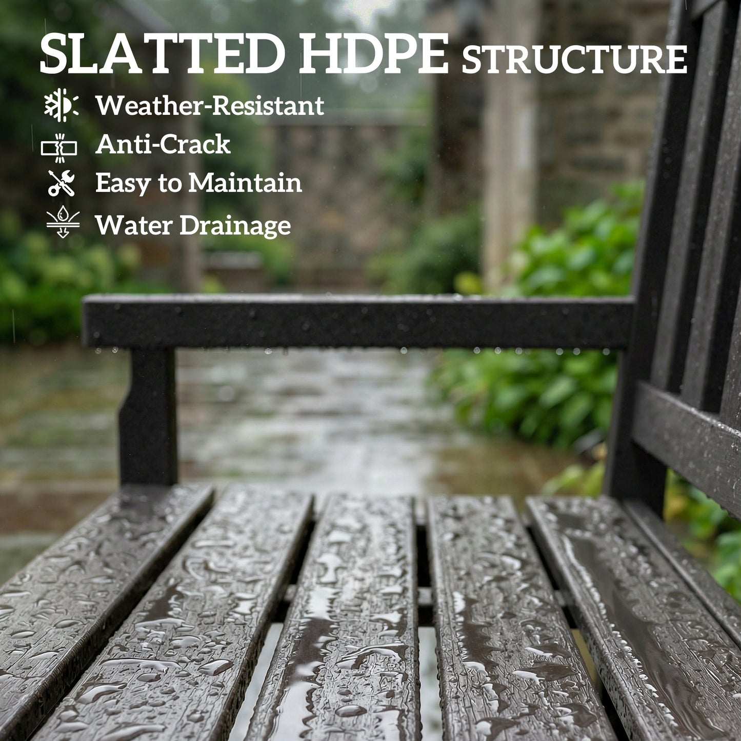 HDPE Outdoor Bench - 2-Person Curved Seat, 530 lbs Capacity, Gray
