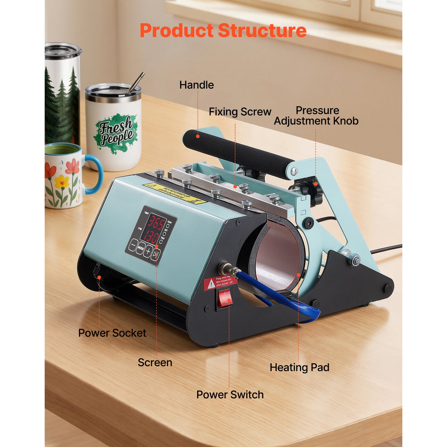 Heat Press Machine for Tumblers & Mugs, 11-30 Oz, Fast Heating, Easy Settings