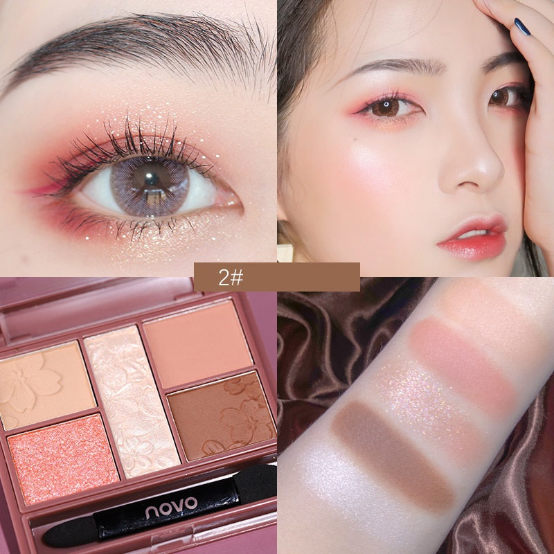 Five-Color Eyeshadow Palette Fine Powder Makeup for Face & Eyes