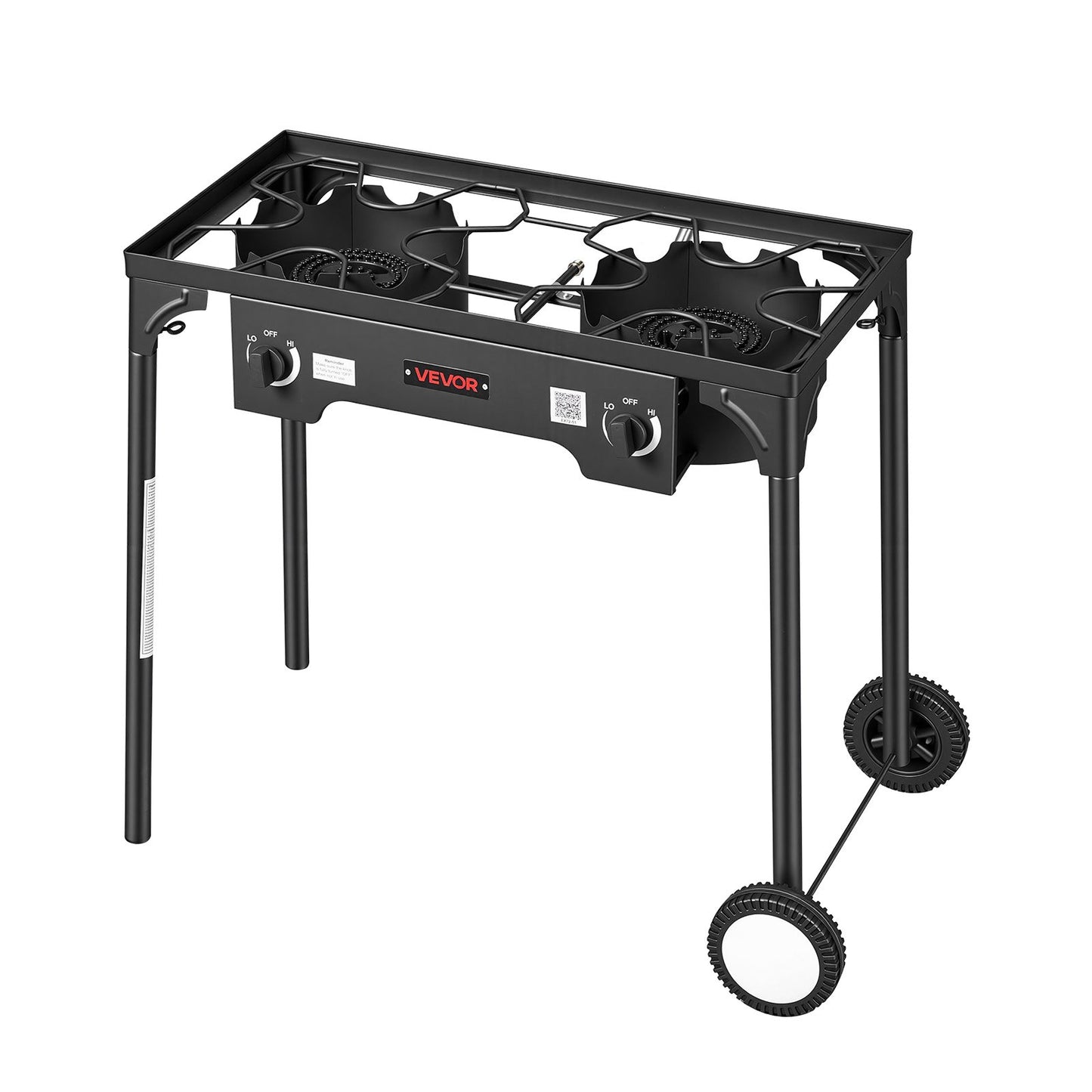 Outdoor Propane Gas Stove 2 Burners 150,000 BTU Camping BBQ Cooker with Wheels & Regulator