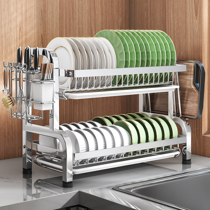 Stainless Steel Dish and Bowl Rack - 2 Layer Kitchen Storage Organizer
