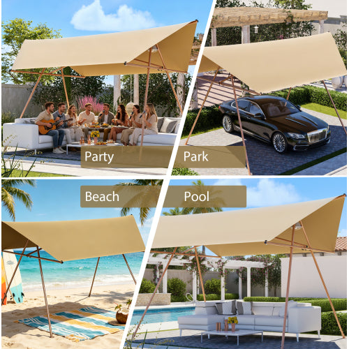 Hexagonal Shade Sail Canopy, Large 206in X118in UV Block Sun With UPF