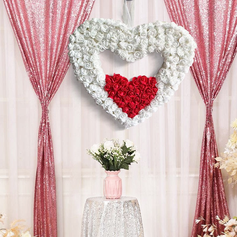 Valentine's Day Double Love Garland Holiday Decorations - 45x45cm Plastic Ornament