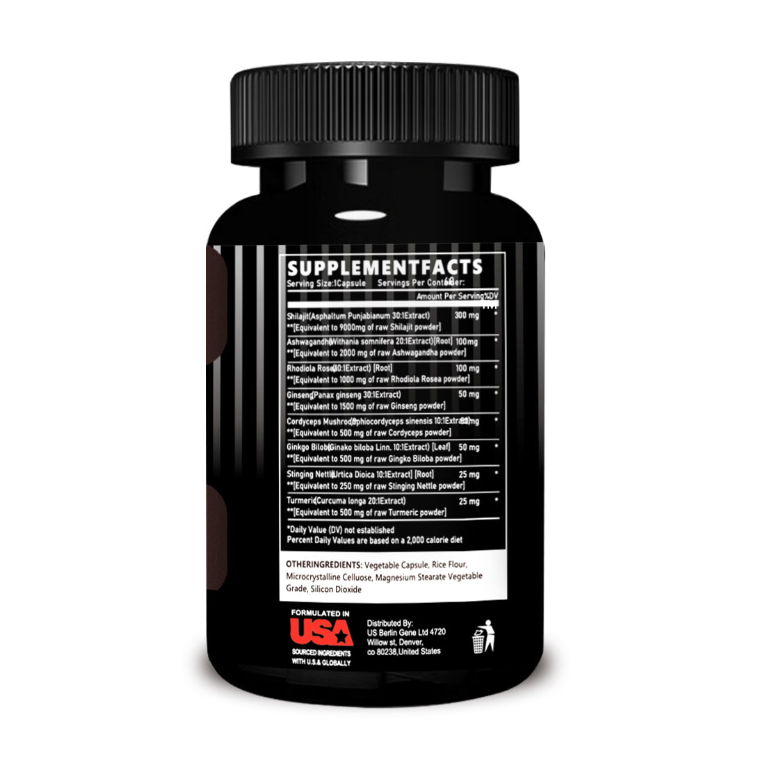 Shilajit Herbal Energy Capsules - 60 Count Supplement for Vitality & Focus