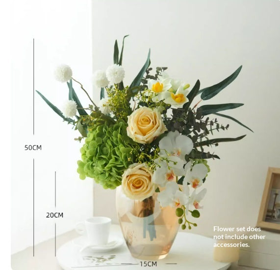 Artificial Flower Arrangement with Vase - Flower Bouquet Decor for Home & Restaurant