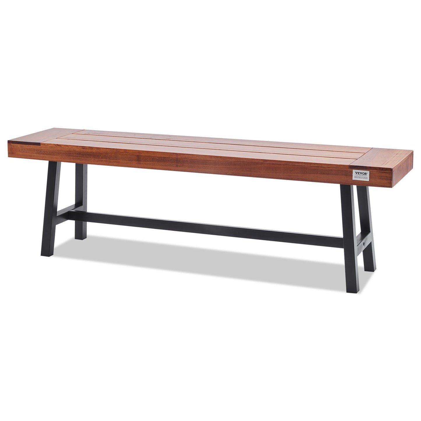 Wood Garden Bench 63 Inches with Metal Legs - Outdoor Patio Seating