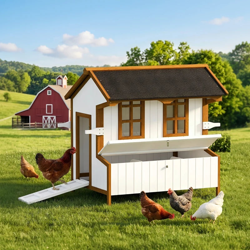 Wooden Chicken Coop for 3-5 Hens with Nesting Box & Waterproof Roof