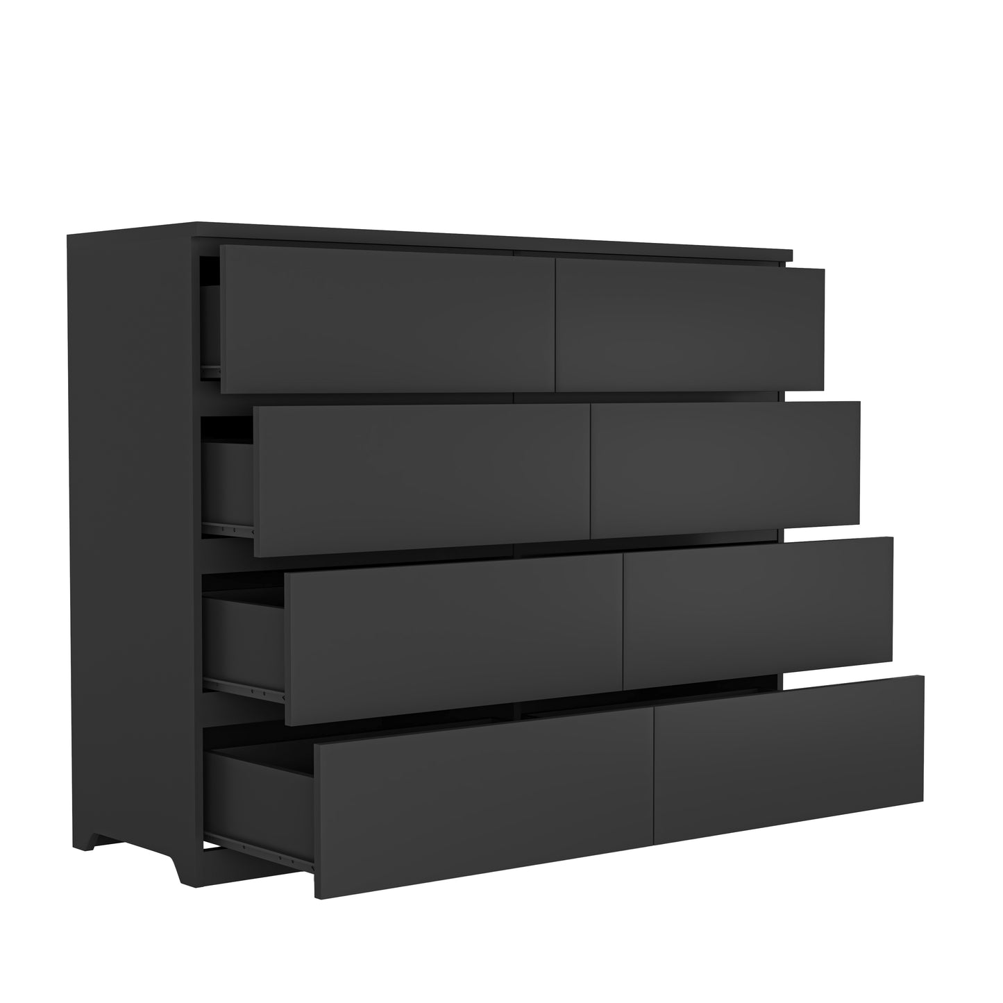 8-Drawer Black Dresser - Modern Wood Chest for Bedroom