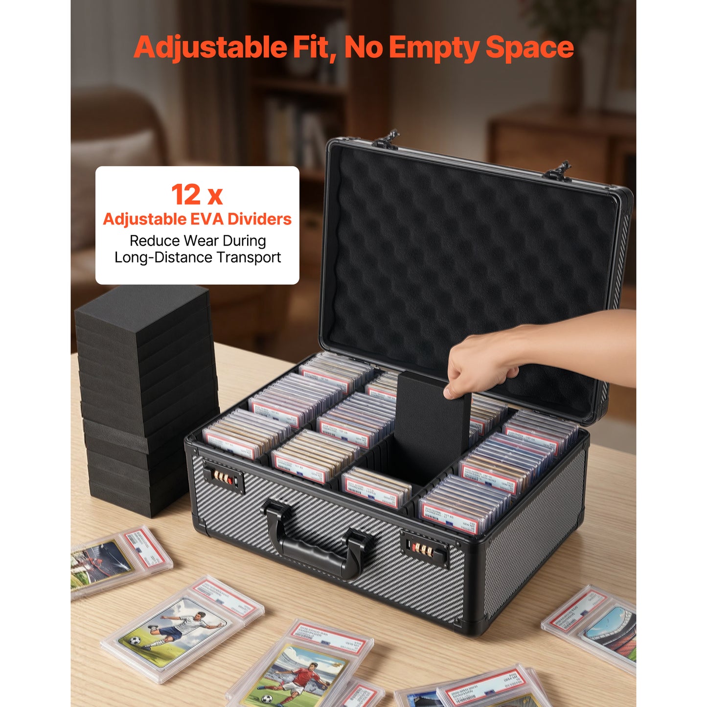 Trading Card Storage Box with Lock, Holds 130+ Cards, 4 Row PSA BGS SGC Deck Organizer