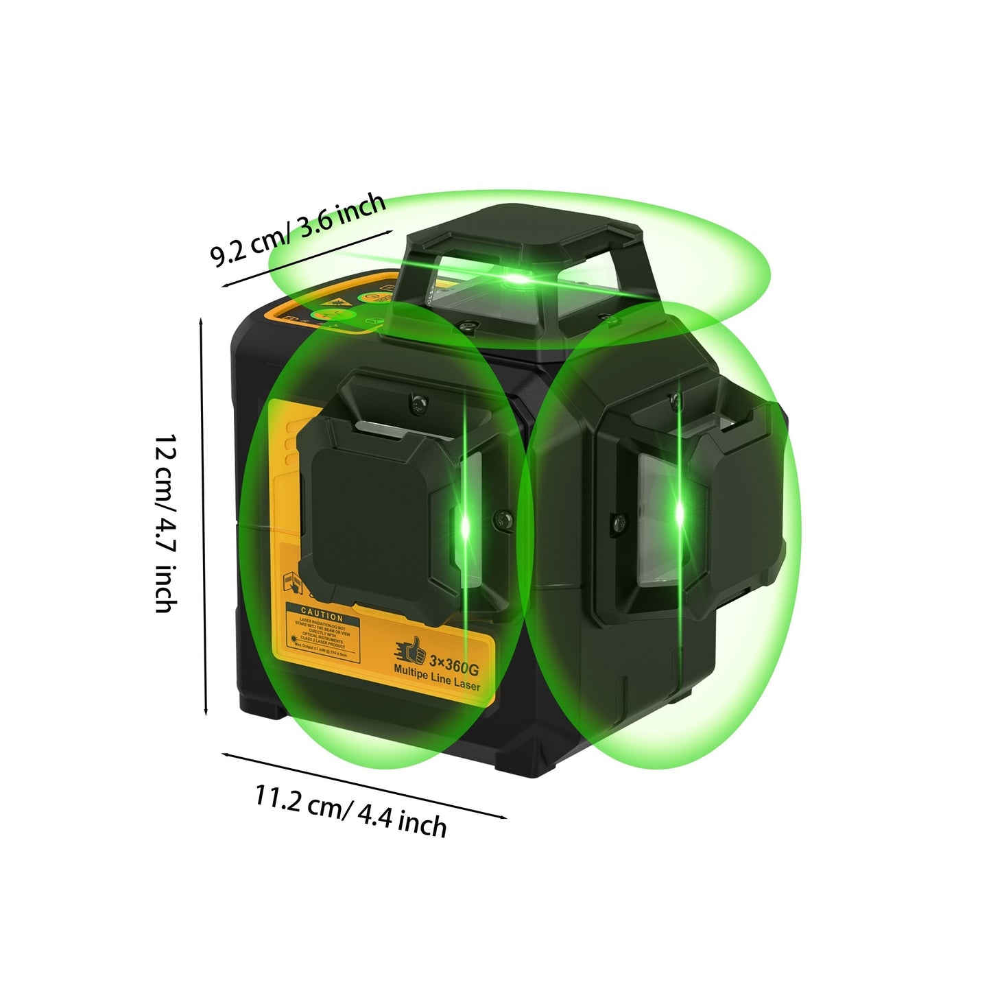 Self Leveling Laser Level Tool with 3x360° Green Lines, Magnetic Base, Rechargeable Battery, Model LL 3DG