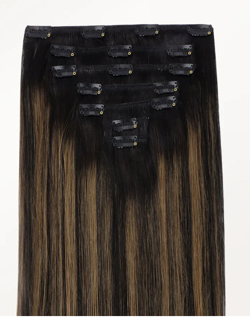 Seven-Piece Human Hair Wig Set for Women - Multiple Colors & Lengths