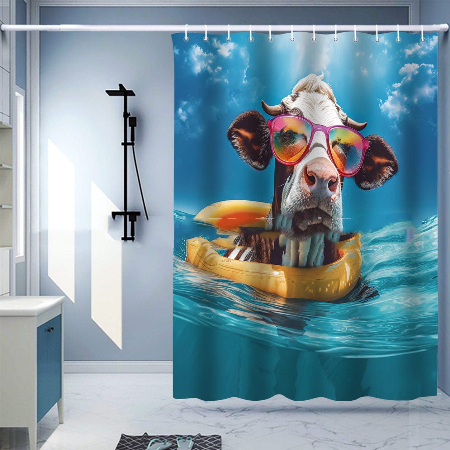 Waterproof Digital Printing Shower Curtain - Punch-Free European Style 183x214cm