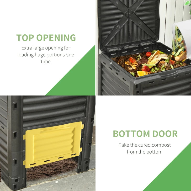 80 Gallon Outdoor Compost Bin - Large Capacity Garden Waste Recycle Container