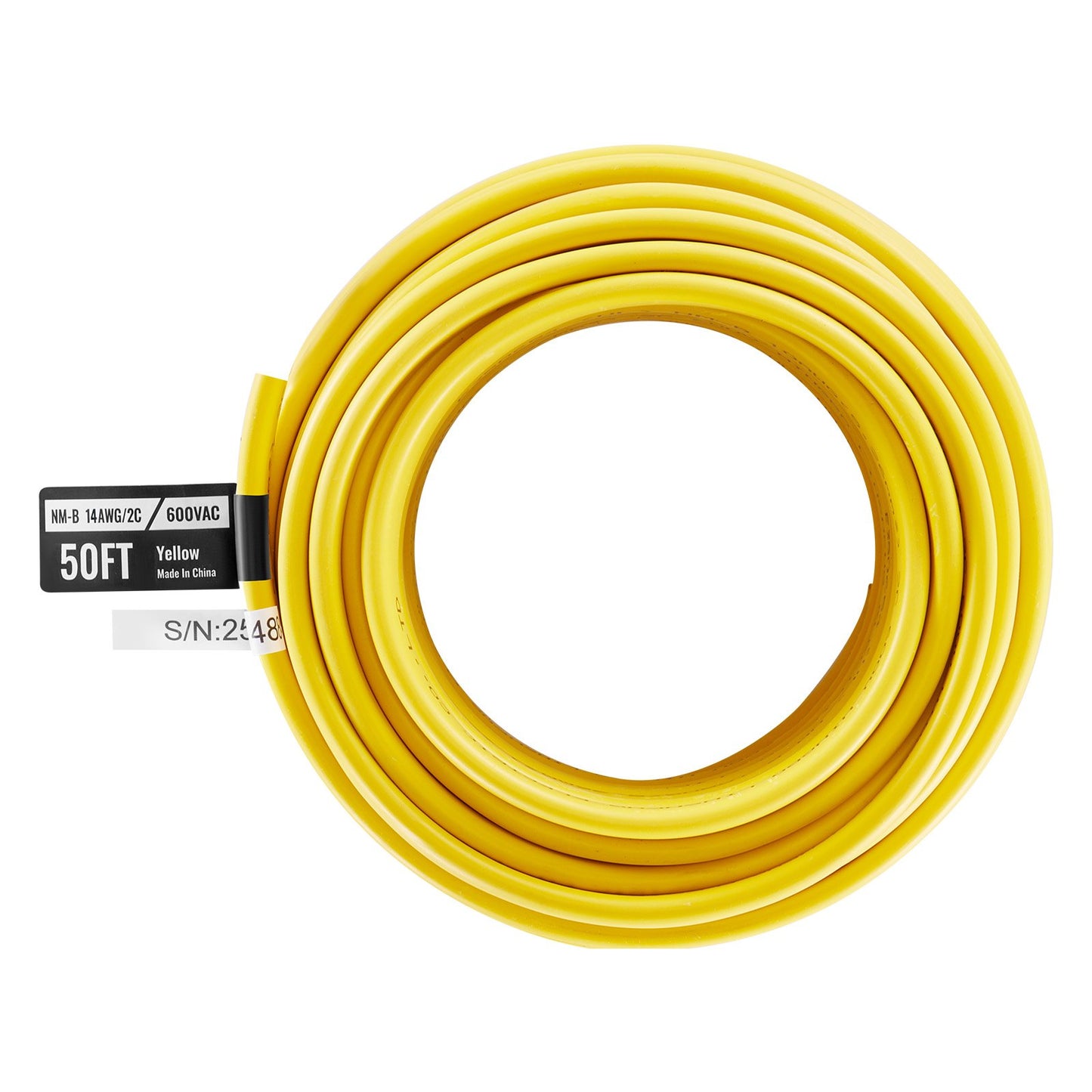 14AWG 2-Conductor Copper Electrical Wire 50Ft with Ground - Yellow